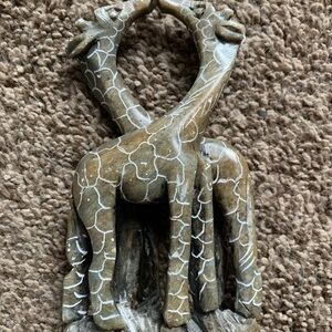 African Kissing Giraffe Stone Sculpture